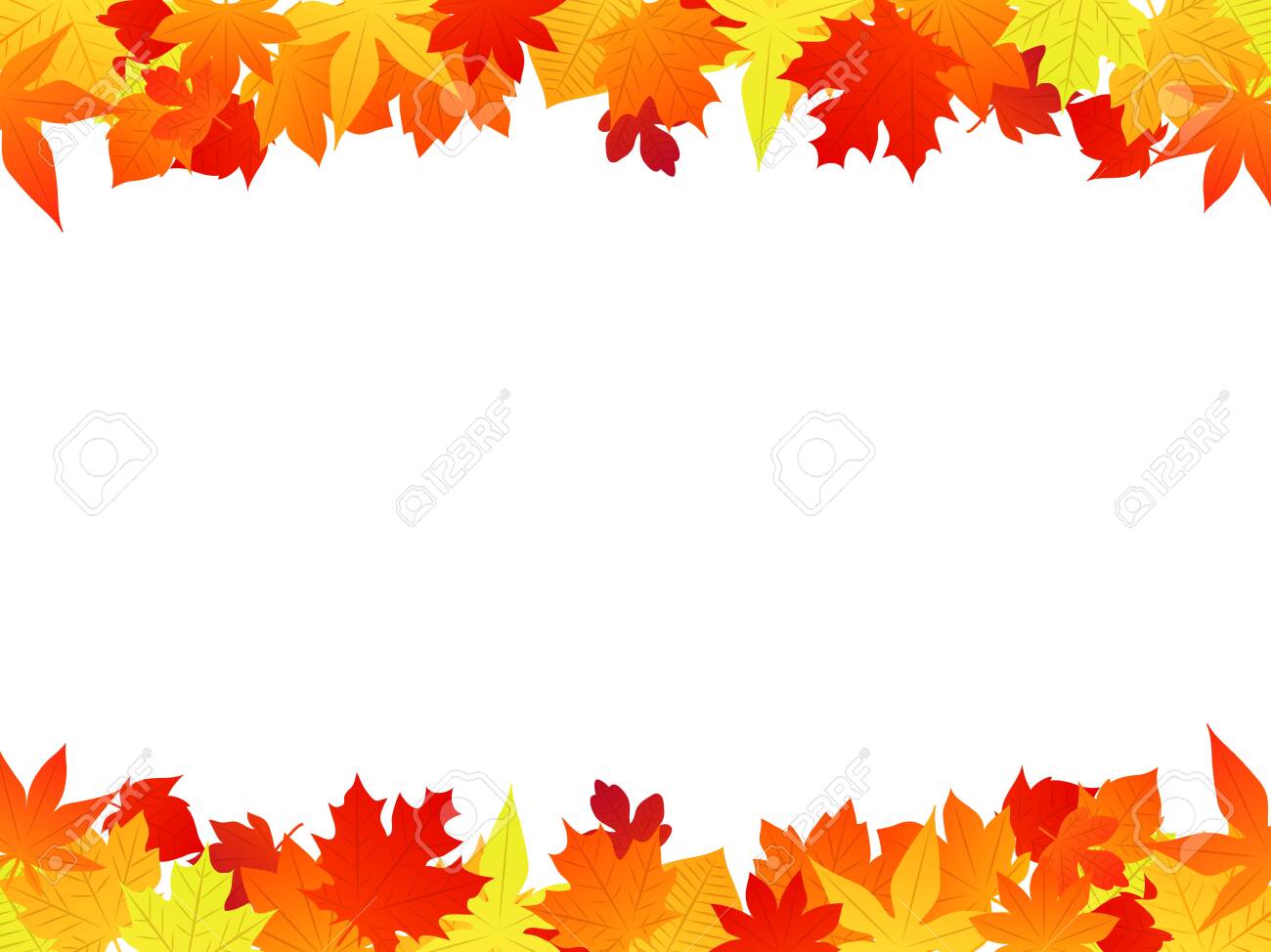 Autumn fallen leaves illustration frame,yellow and orange and red, vector material - 129308437 Autumn fallen leaves illustration frame,yellow and orange and red, vector material - 129308437