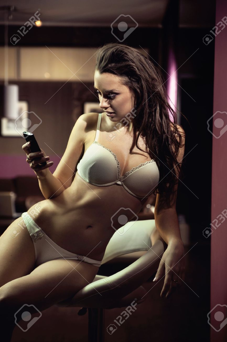 Sexy Young Lady Writing A Text Message