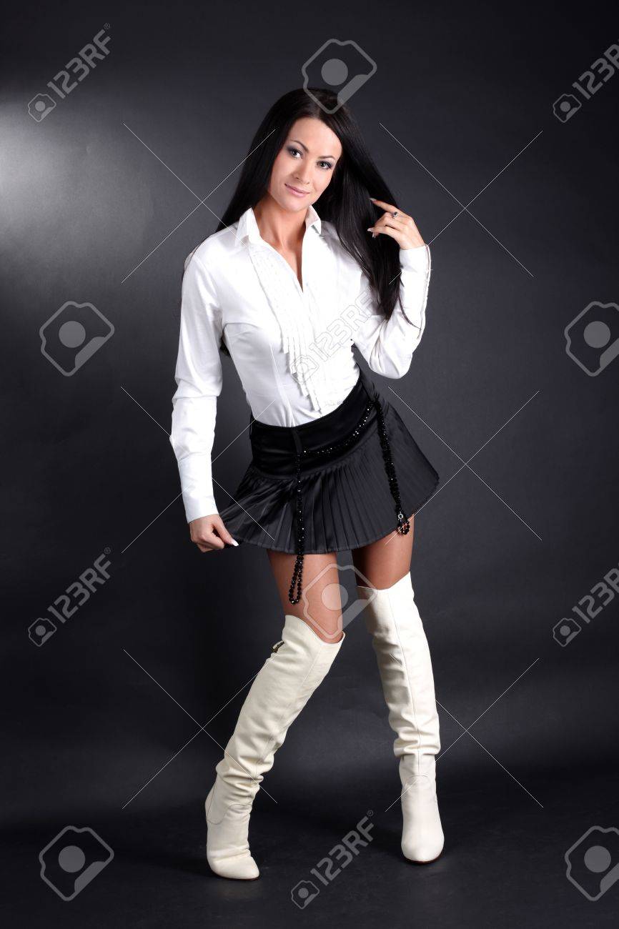 women in white boots