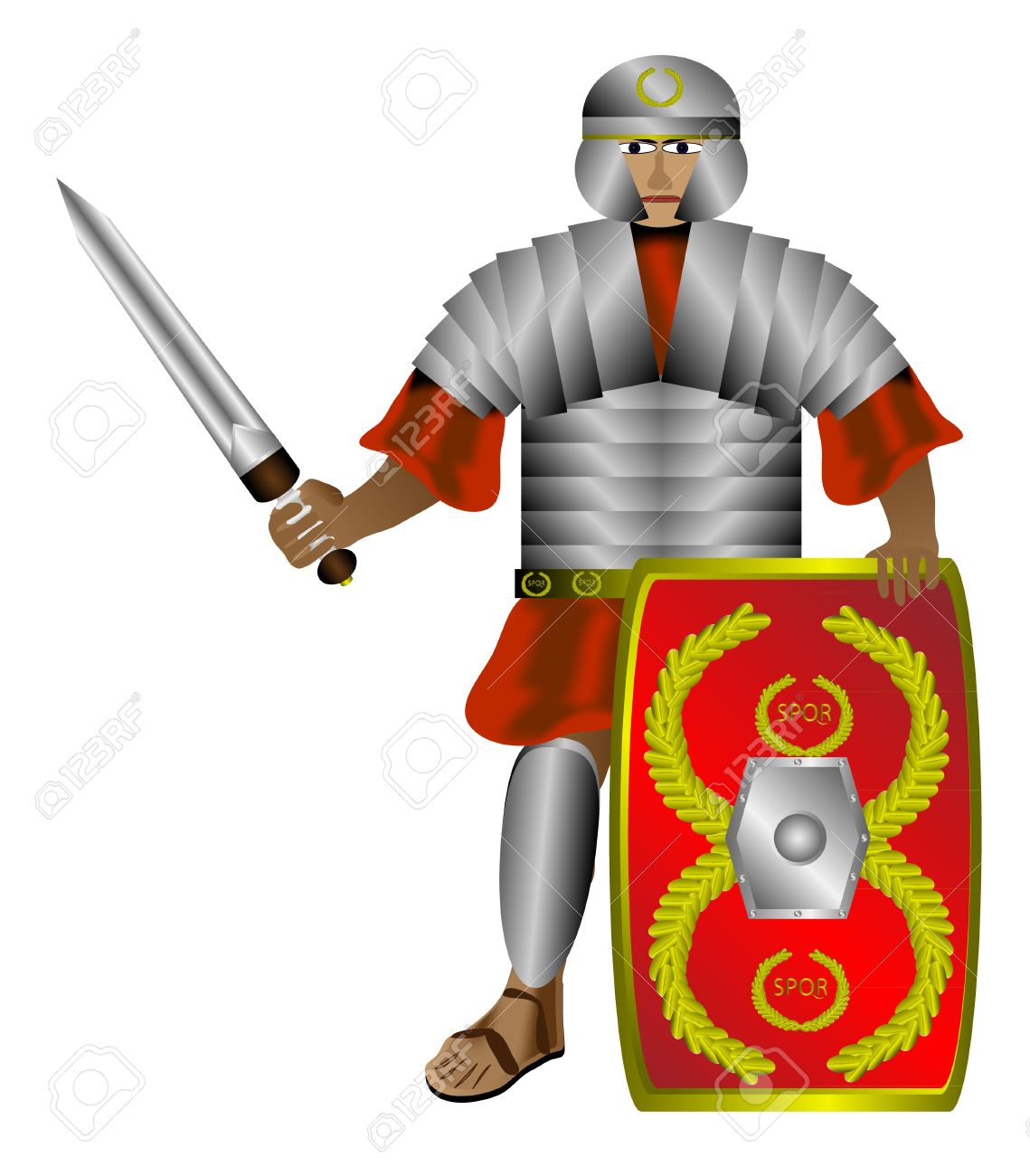 legionnaire roman soldier with shield and sword isolated on