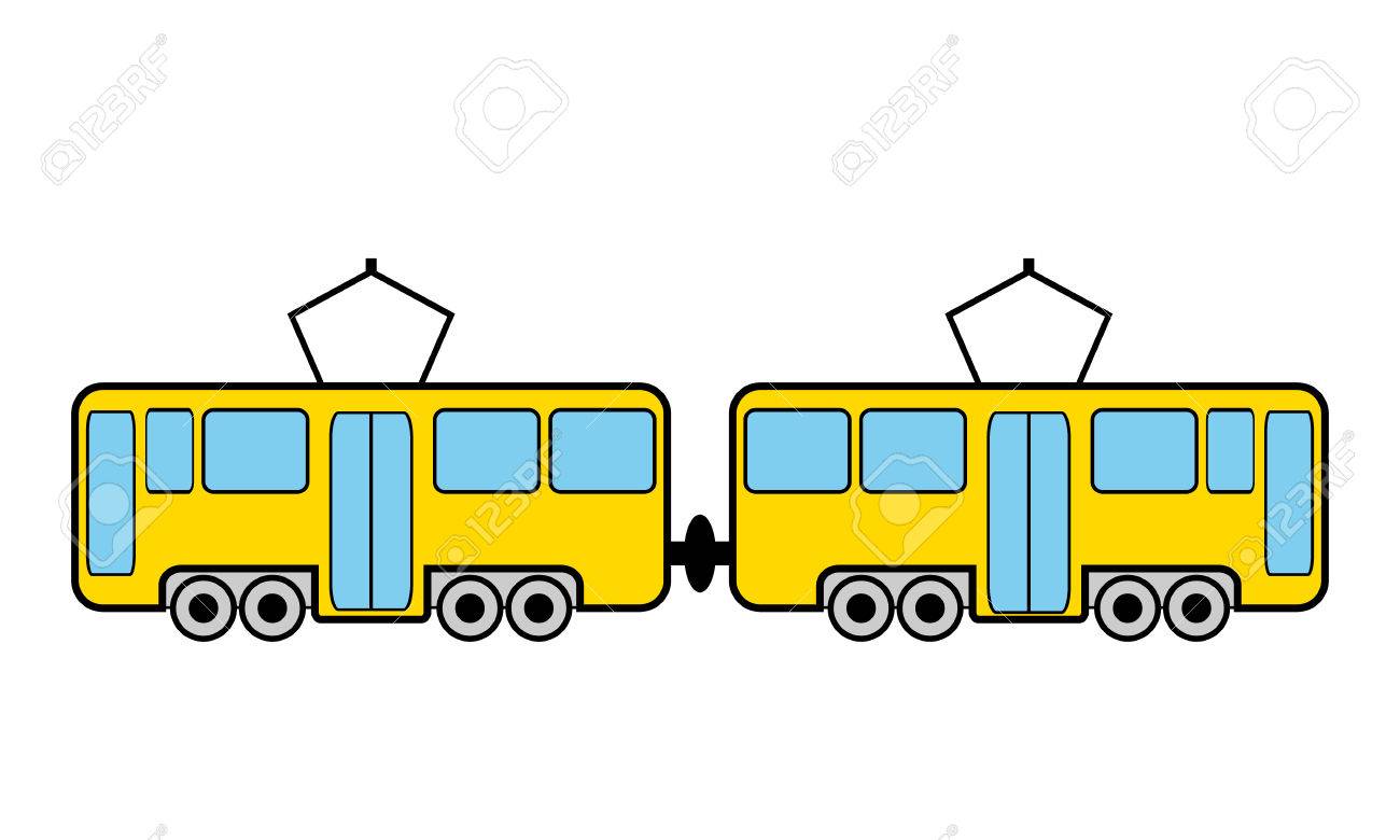 白い背景の上の路面電車のアイコン ベクトル イラスト のイラスト素材 ベクタ Image