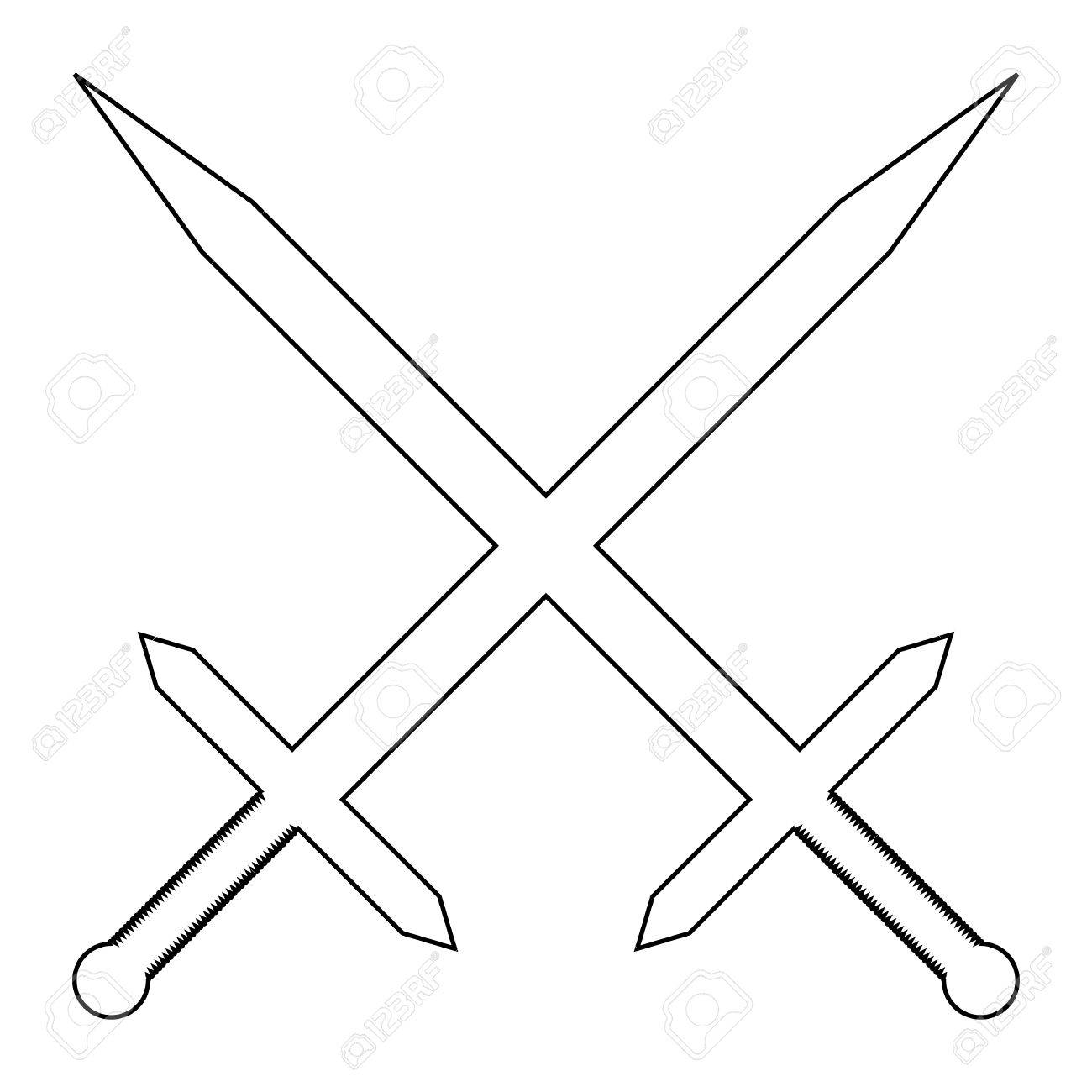 Swords Outline, sword, Cross Swords, swords, weapons, Crossing Swords icon