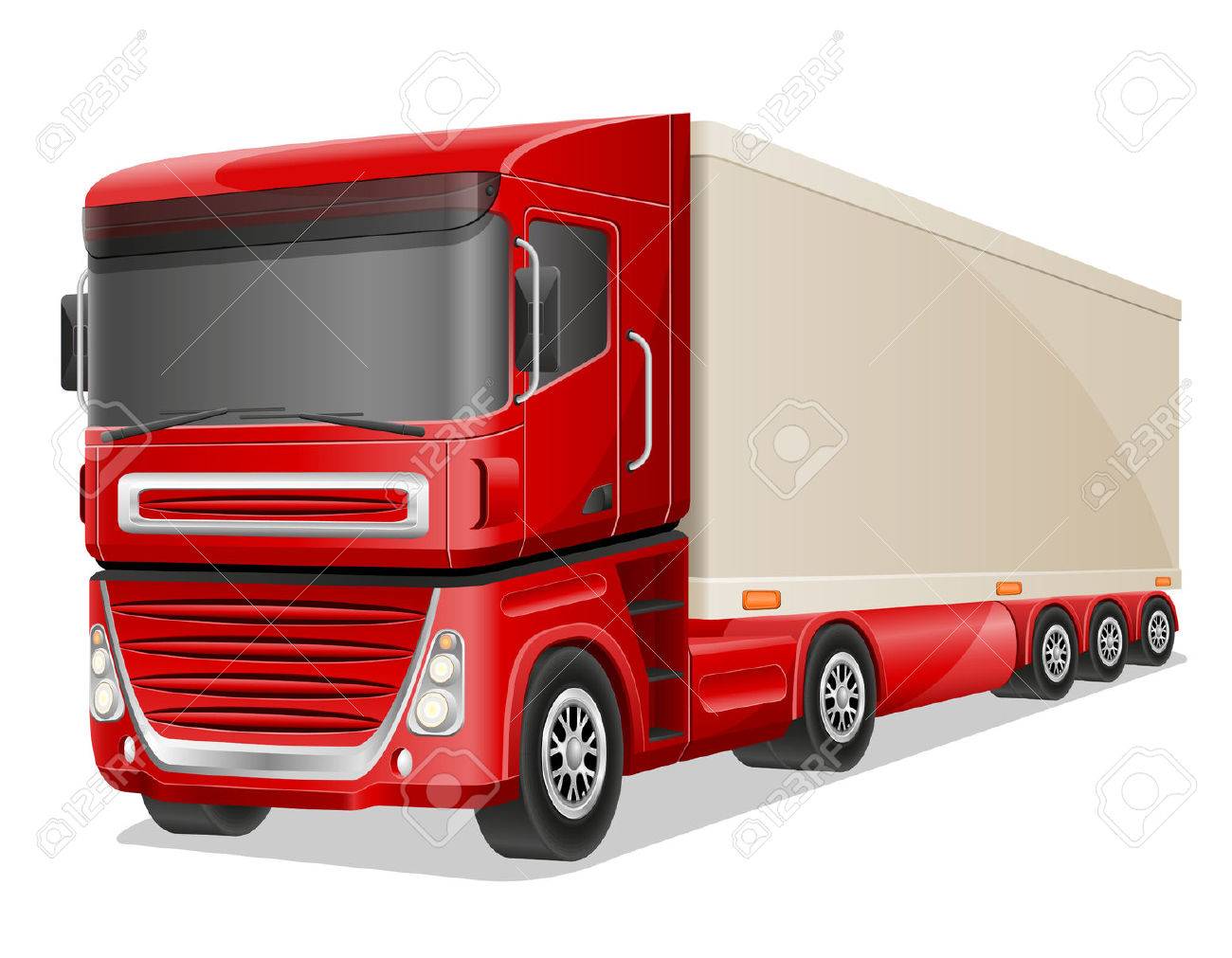 Grand Vecteur De Camion Rouge Illustration Isolé Sur Fond Blanc