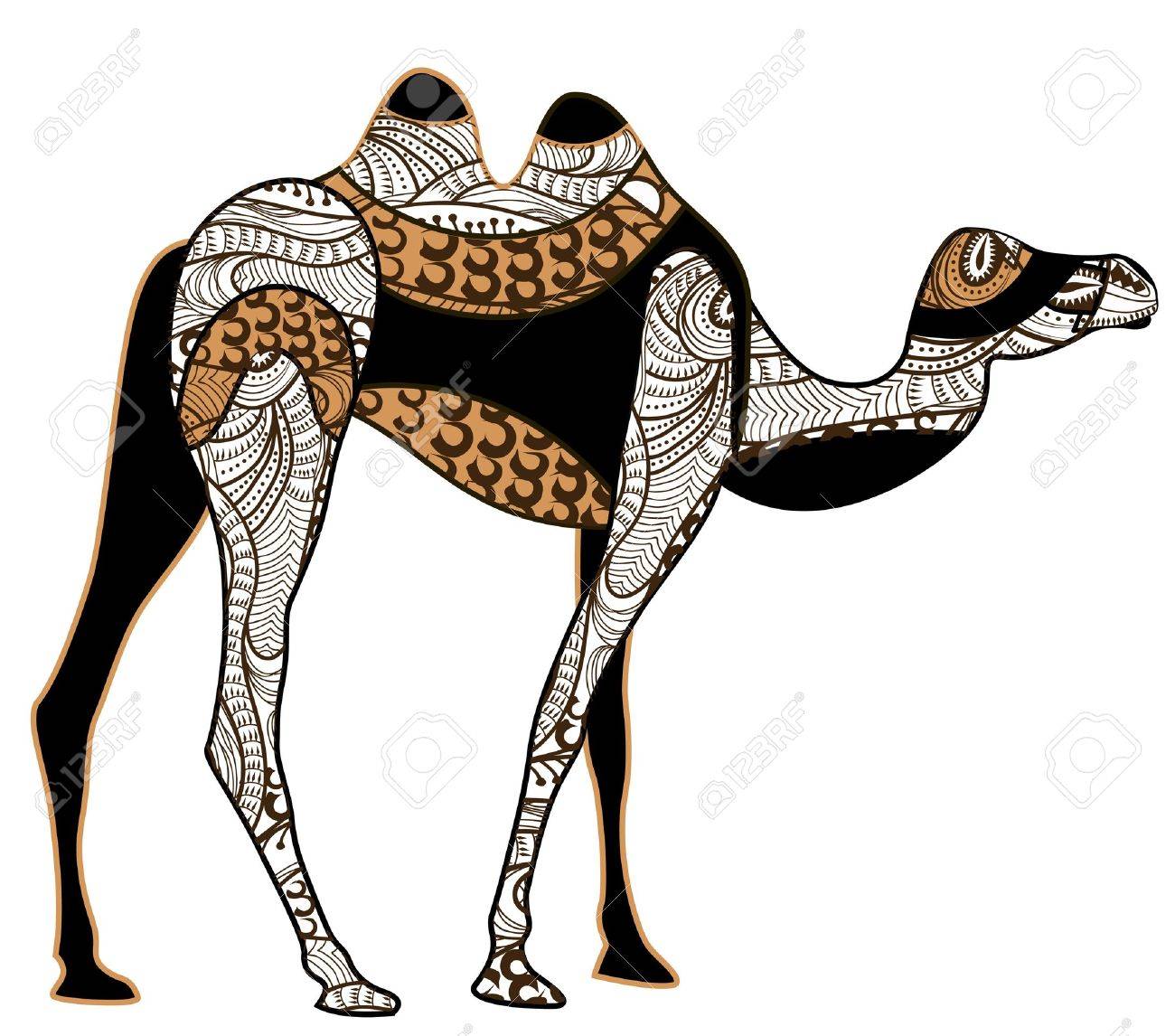 エスニック スタイルのさまざまな要素のラクダのイラスト素材 ベクタ Image