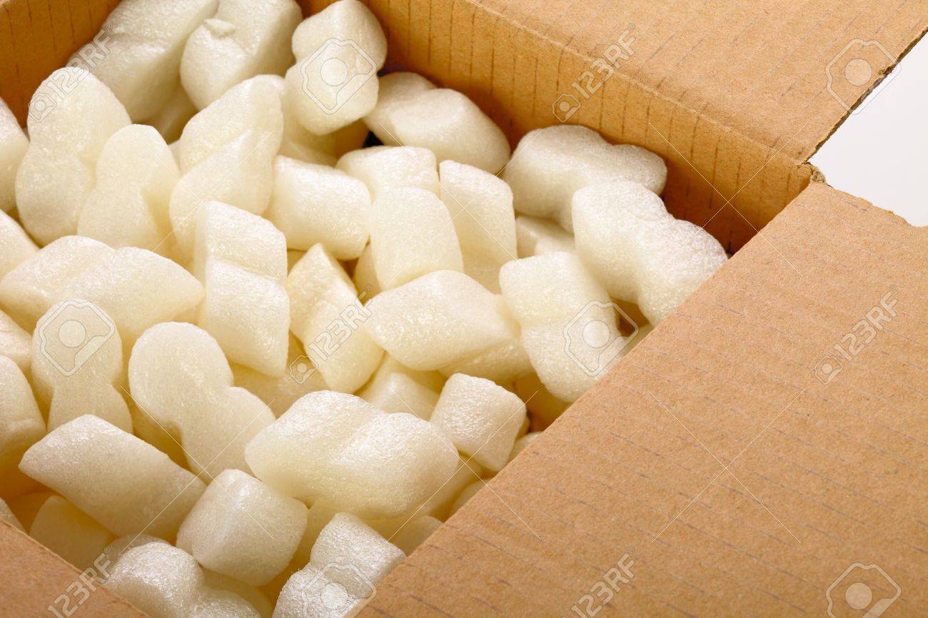 Download A Cardboard Box With Yellow Packing Styrofoam Peanuts Stock Photo Picture And Royalty Free Image Image 14358796 Yellowimages Mockups