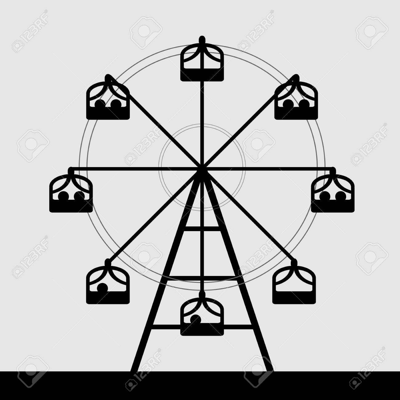 観覧車モノクロ色のベクトル のイラスト素材 ベクタ Image