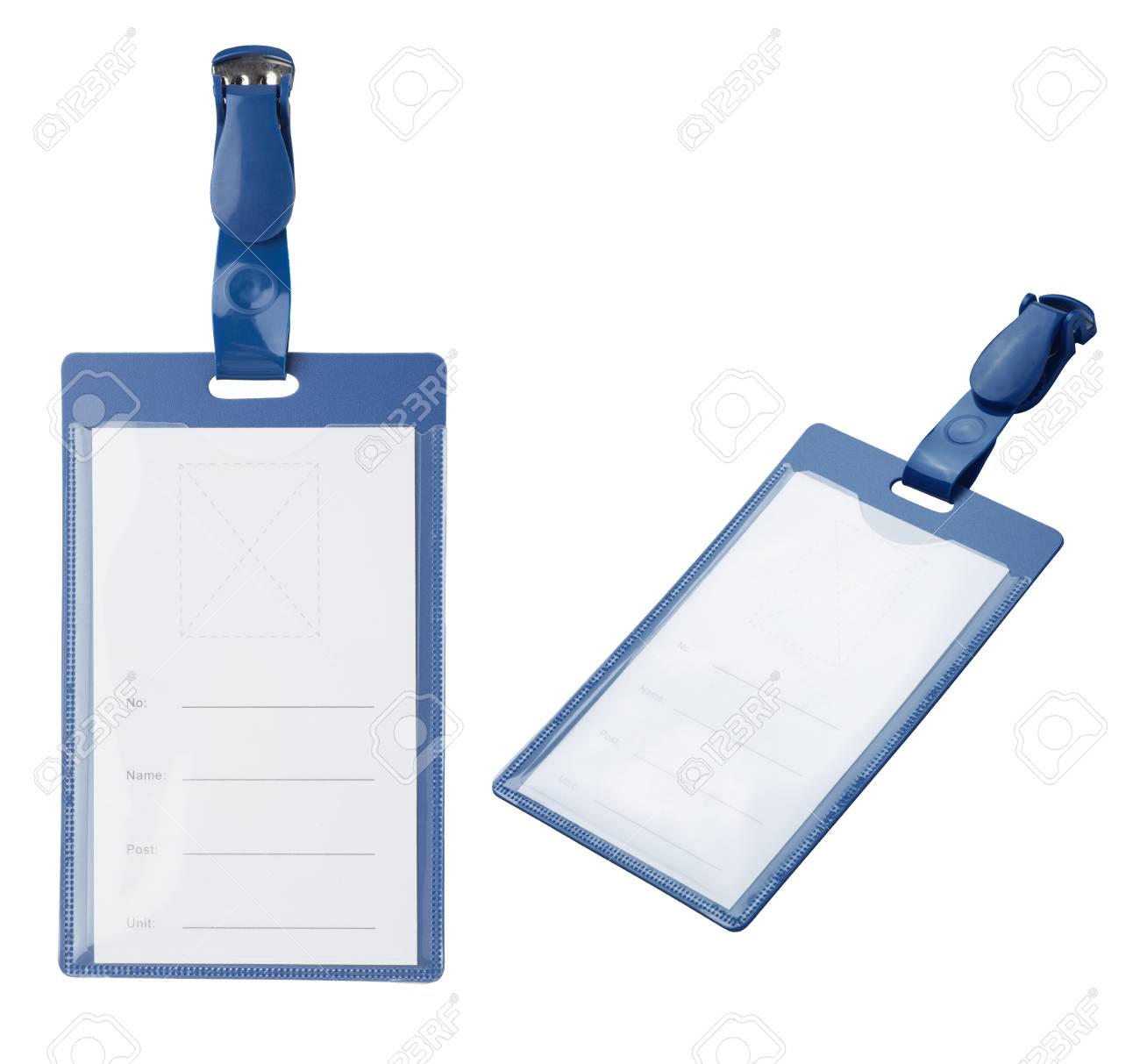 blank id badge isolated on white background stock photo picture and