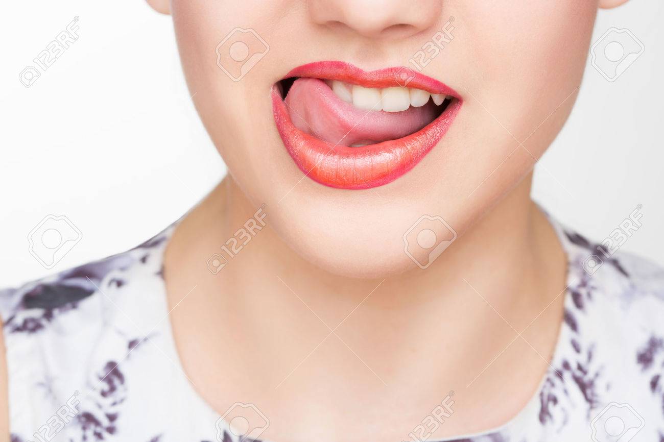 Licking Lips Close Up Of Young Woman Licking Lips Red Sexy Lips Stock Licking Lips Close Up Of Young Woman Licking Lips Red Sexy Lips Stock