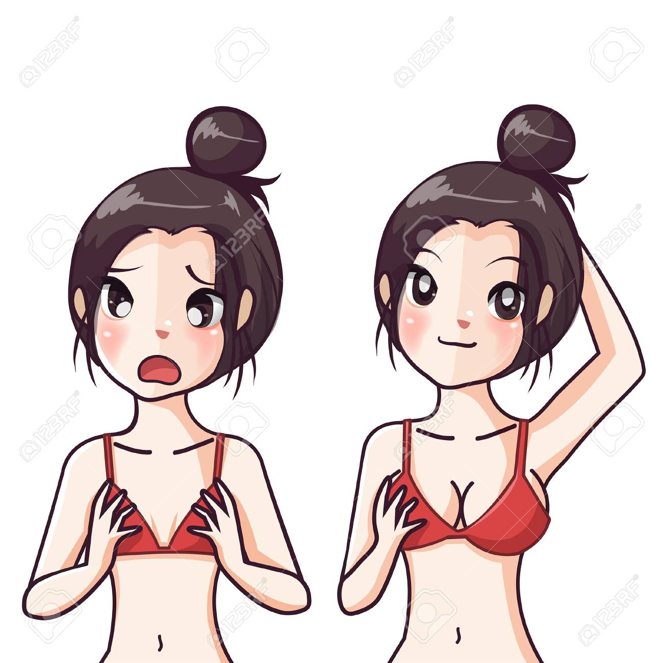 Women Breasts That Small Size Makes Lack Of Confidence And Big Breasts Make  It Look More Beautiful And More Confident. Royalty Free SVG, Cliparts,  Vectors, and Stock Illustration. Image 123333464.