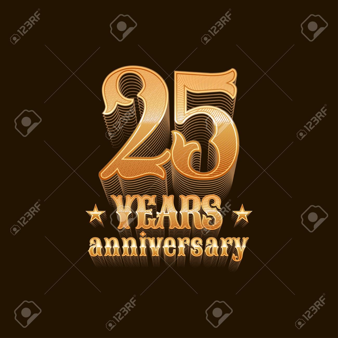 Icone De Vecteur De 25 Ans Anniversaire 25eme Anniversaire Signe En Or Clip Art Libres De Droits Vecteurs Et Illustration Image