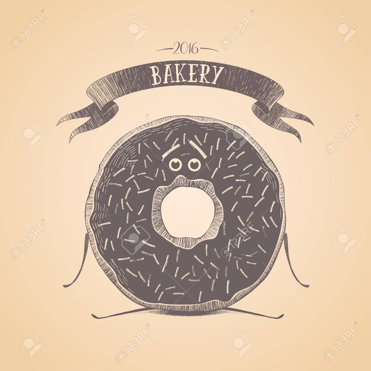 ドーナツ ショップ ベーカリー アイコン シンボル エンブレム かわいい面白いグラフィック デザイン要素 ドーナツ メニューの T シャツ ポスターの文字とイラスト のイラスト素材 ベクタ Image