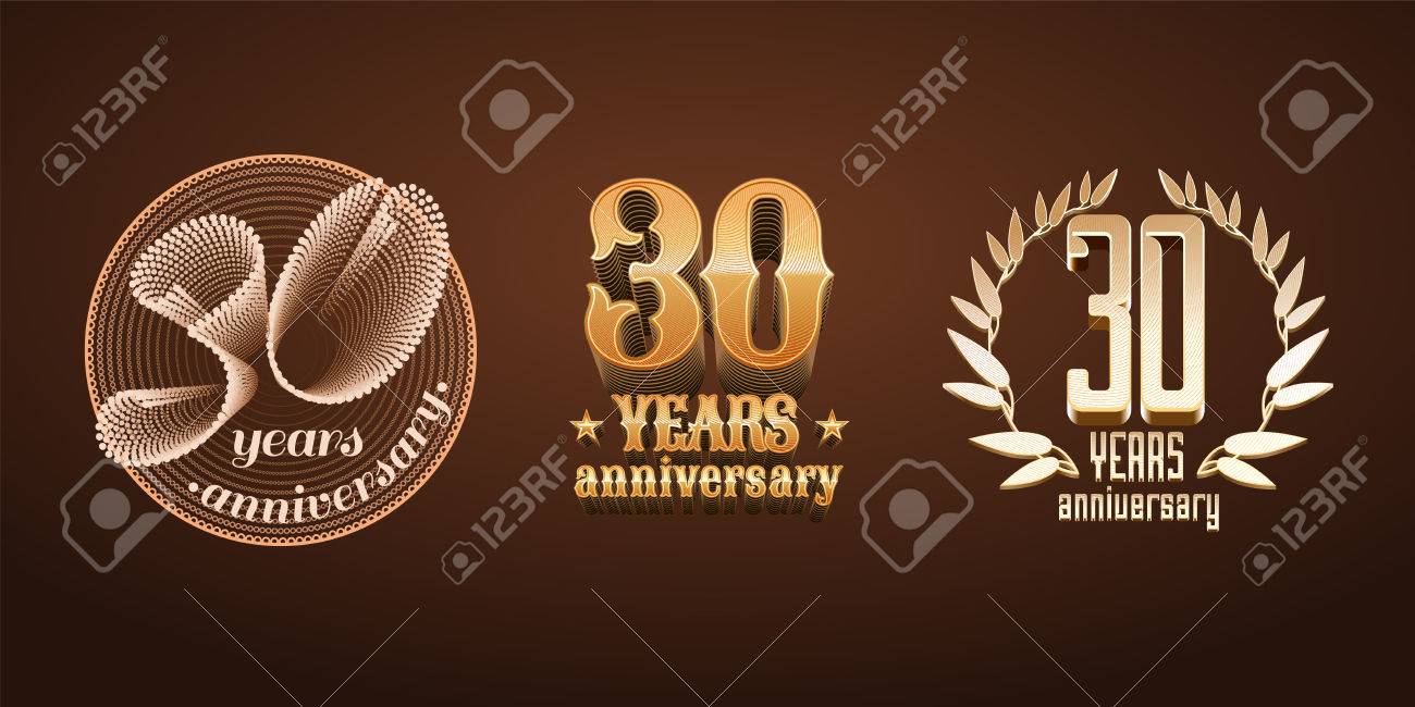 30 years anniversary set of vector icon number 30th birthday
