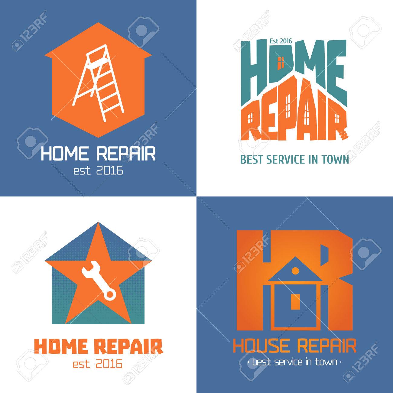 Set Of Home Repair, House Remodel Vector Icon, Symbol, Sign, Logo, Emblem.  Template Graphic Design Elements For Construction Company, Builders, Home  And House Maintenance Royalty Free SVG, Cliparts, Vectors, and Stock  Illustration., image size:1300x1300