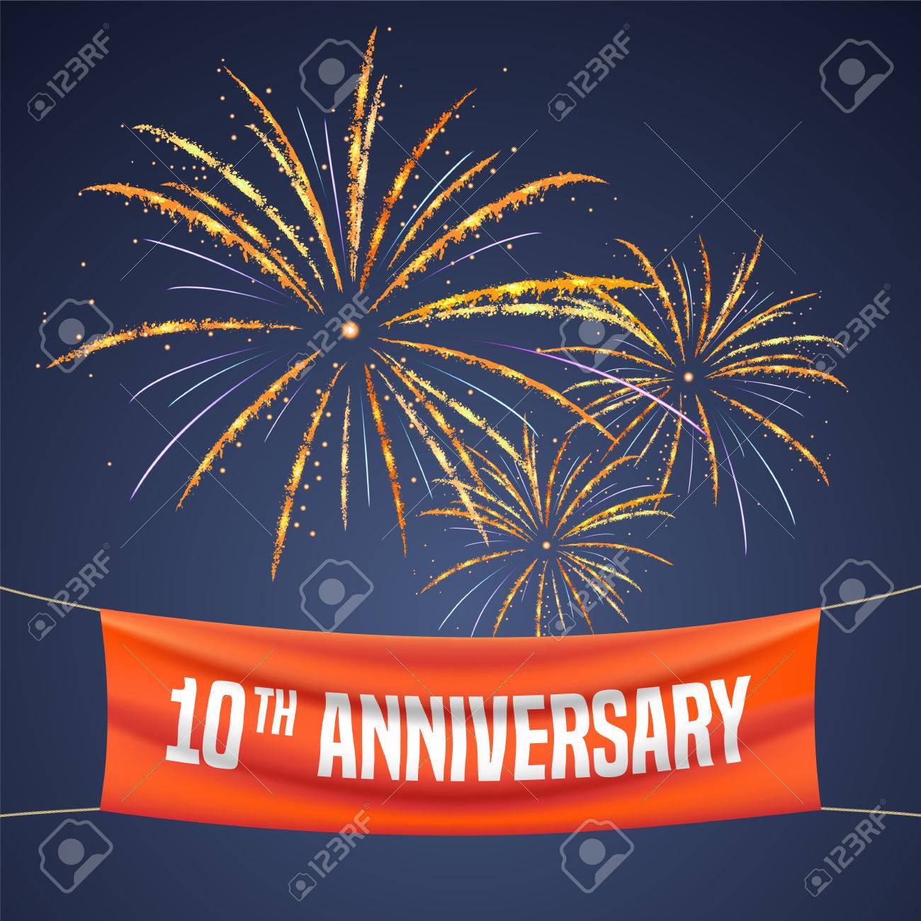 10 years anniversary vector illustration banner flyer icon fireworks flyer