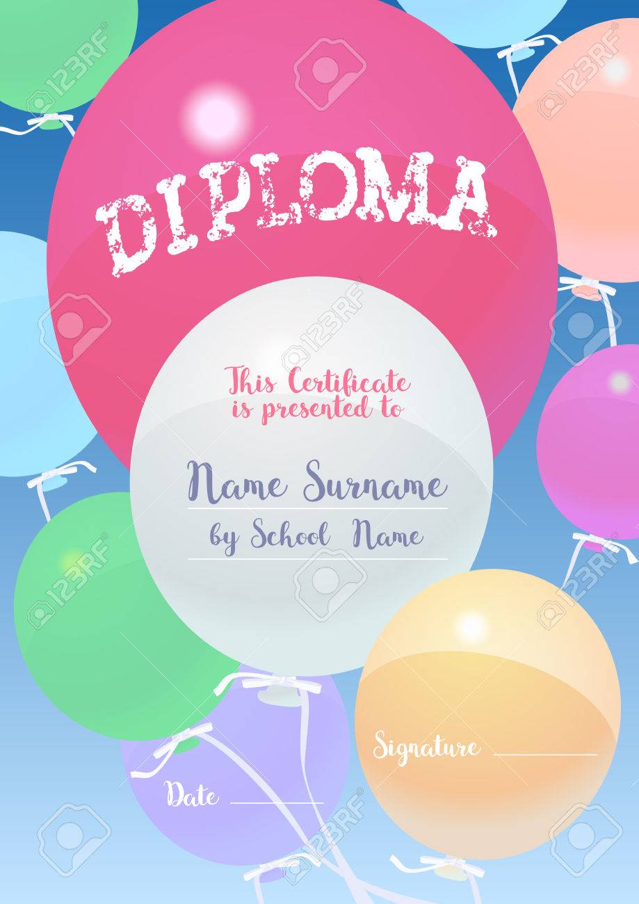 certificate background for kid at preschool or school vector kid certificate