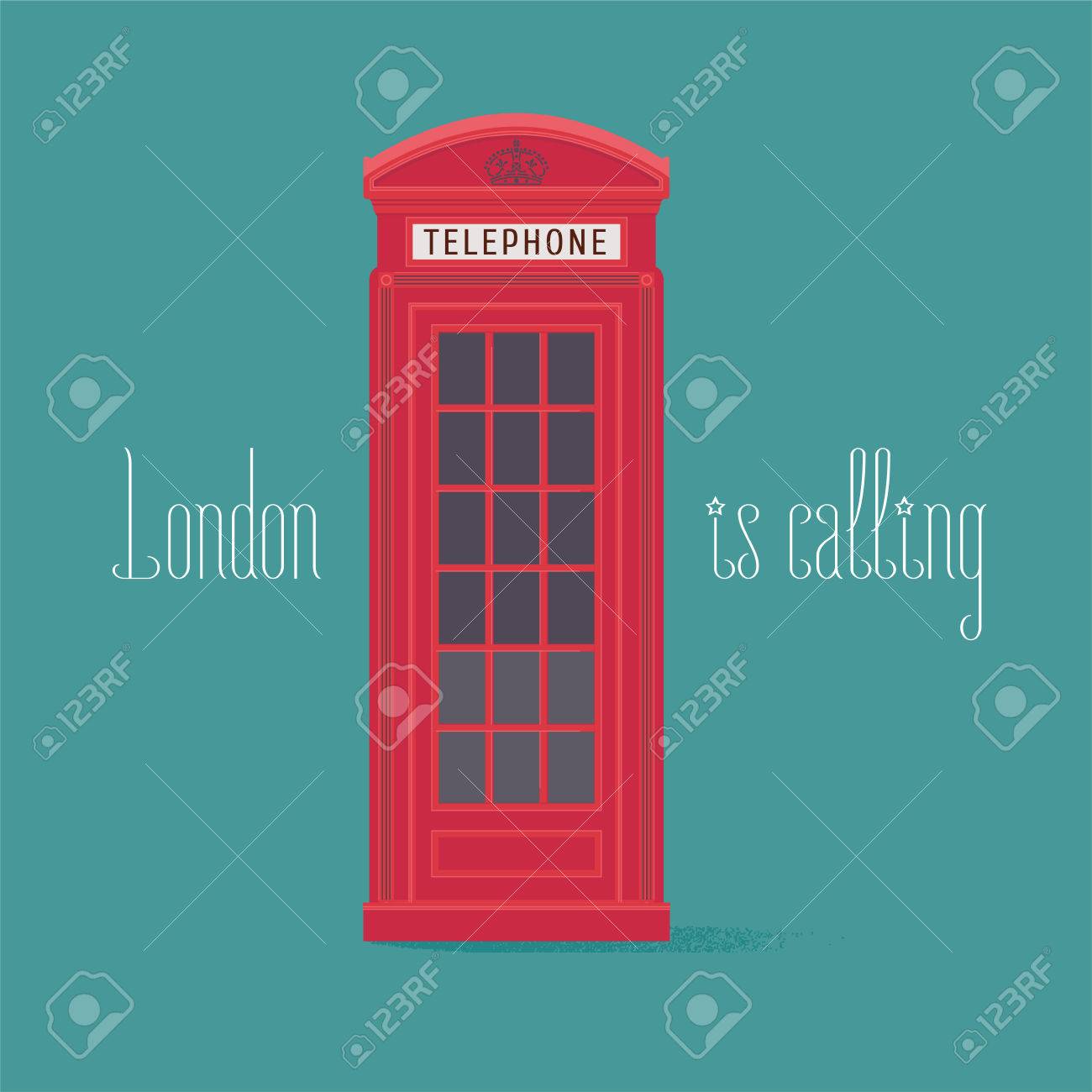 England London Red Phone Booth Vector Illustration With Quote Royalty Free Cliparts Vectors And Stock Illustration Image