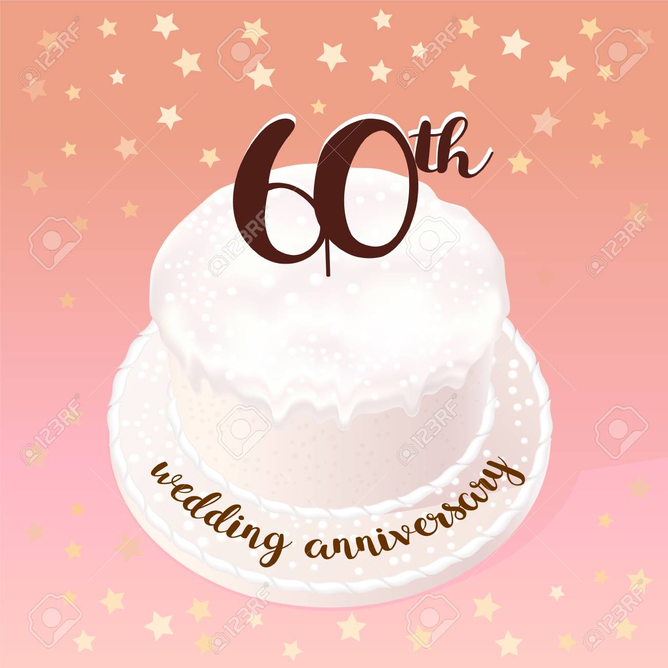 60 Años De Boda O Matrimonio Vector Icono Ilustración Elemento De Diseño Con Pastel De Celebración Para El 60 Aniversario De Boda Ilustraciones Vectoriales Clip Art Vectorizado Libre De Derechos Image 81563361