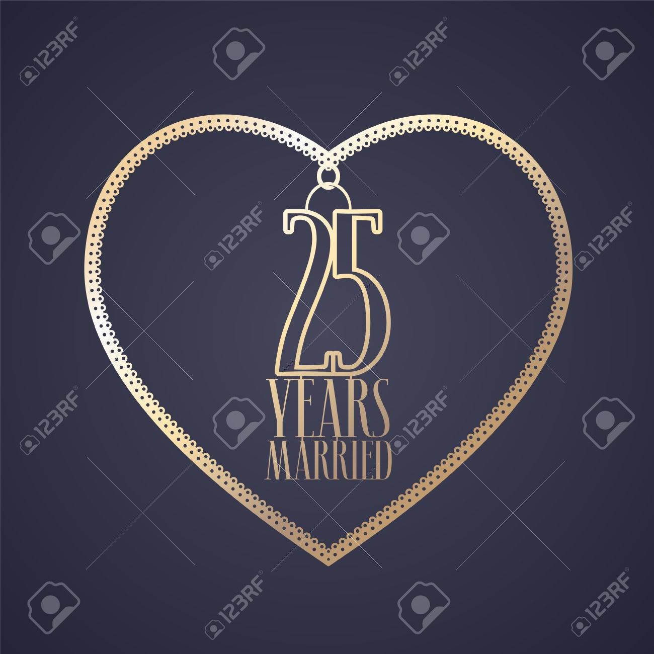 25 years anniversary of being married vector icon, logo. Graphic design element with golden color heart for decoration for 25th anniversary wedding - 81799109 25 years anniversary of being married vector icon, logo. Graphic design element with golden color heart for decoration for 25th anniversary wedding - 81799109