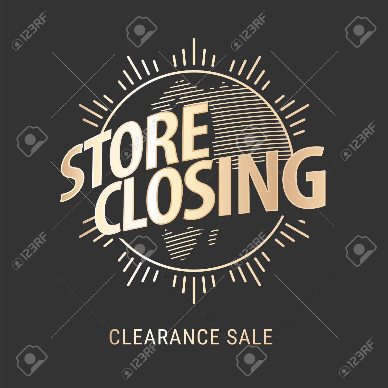 store closing vector illustration background with golden sign