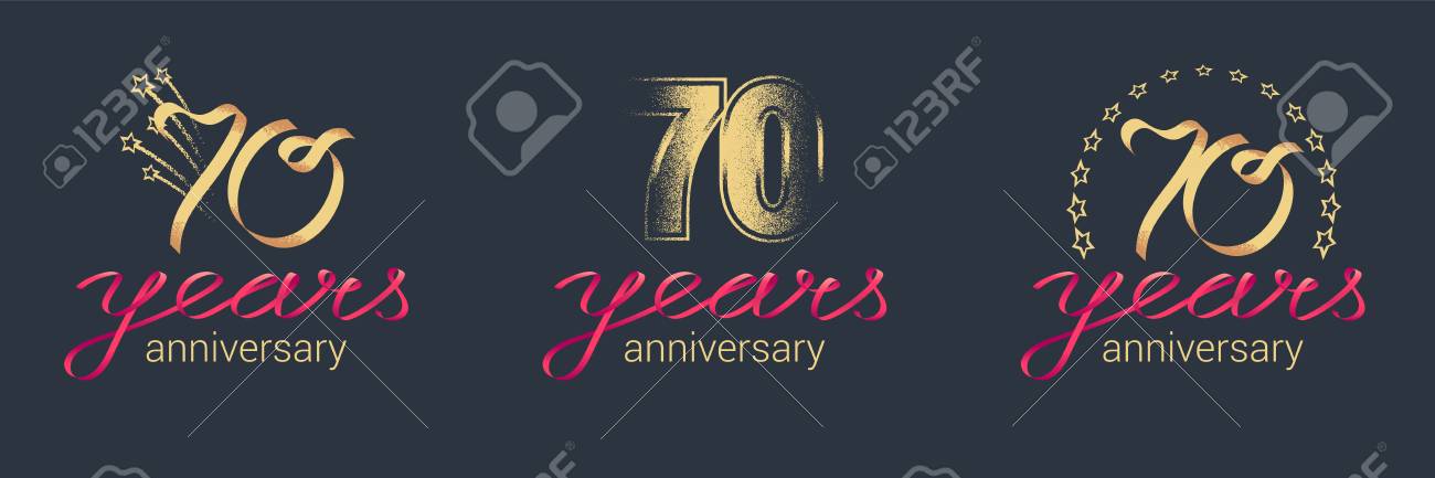 Icone De Vecteur Anniversaire 70 Ans Jeu De Logo Element Graphique Avec Lettrage Et Ruban Rouge Pour La Celebration Du 70e Anniversaire Clip Art Libres De Droits Vecteurs Et Illustration Image 7217