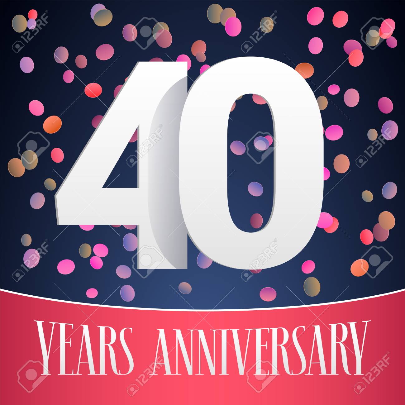 Icone De Vecteur Anniversaire 40 Ans Logo Modele De Conception Banniere Avec Fond Festif Et Numeros Decoupes Pour Carte De Voeux 40e Anniversaire Clip Art Libres De Droits Vecteurs Et Illustration Image