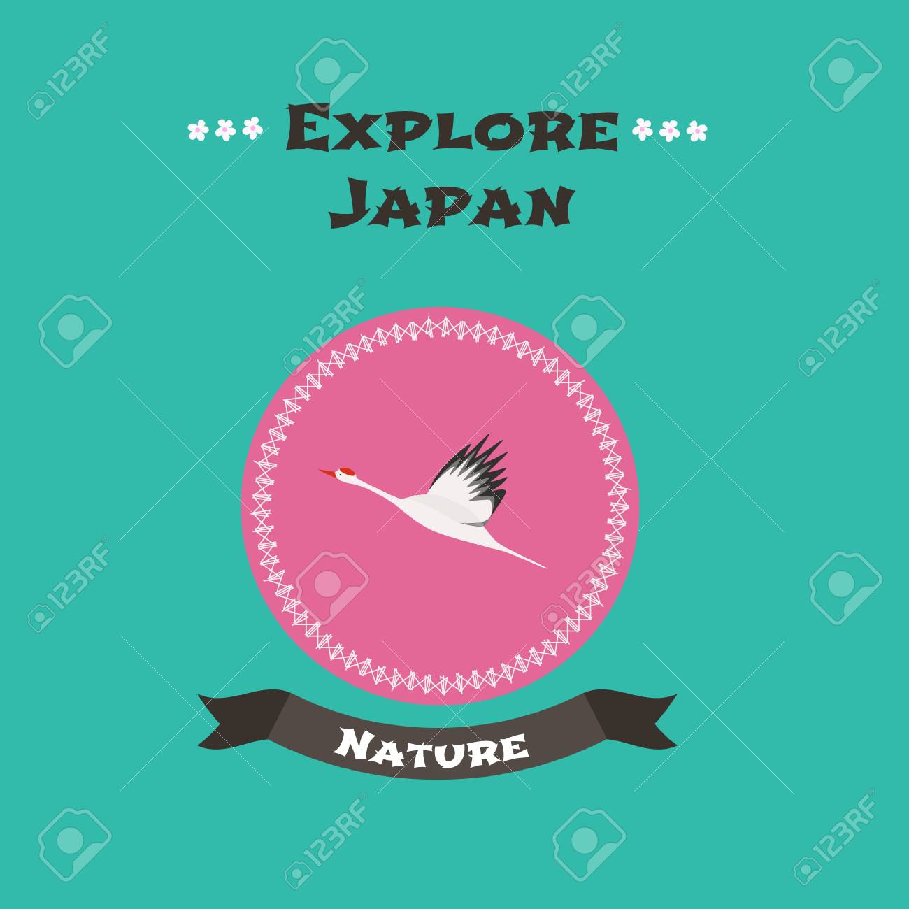 タンチョウ鶴のベクトル図です 日本コンセプト デザイン要素またはクリップアートへの旅行します のイラスト素材 ベクタ Image