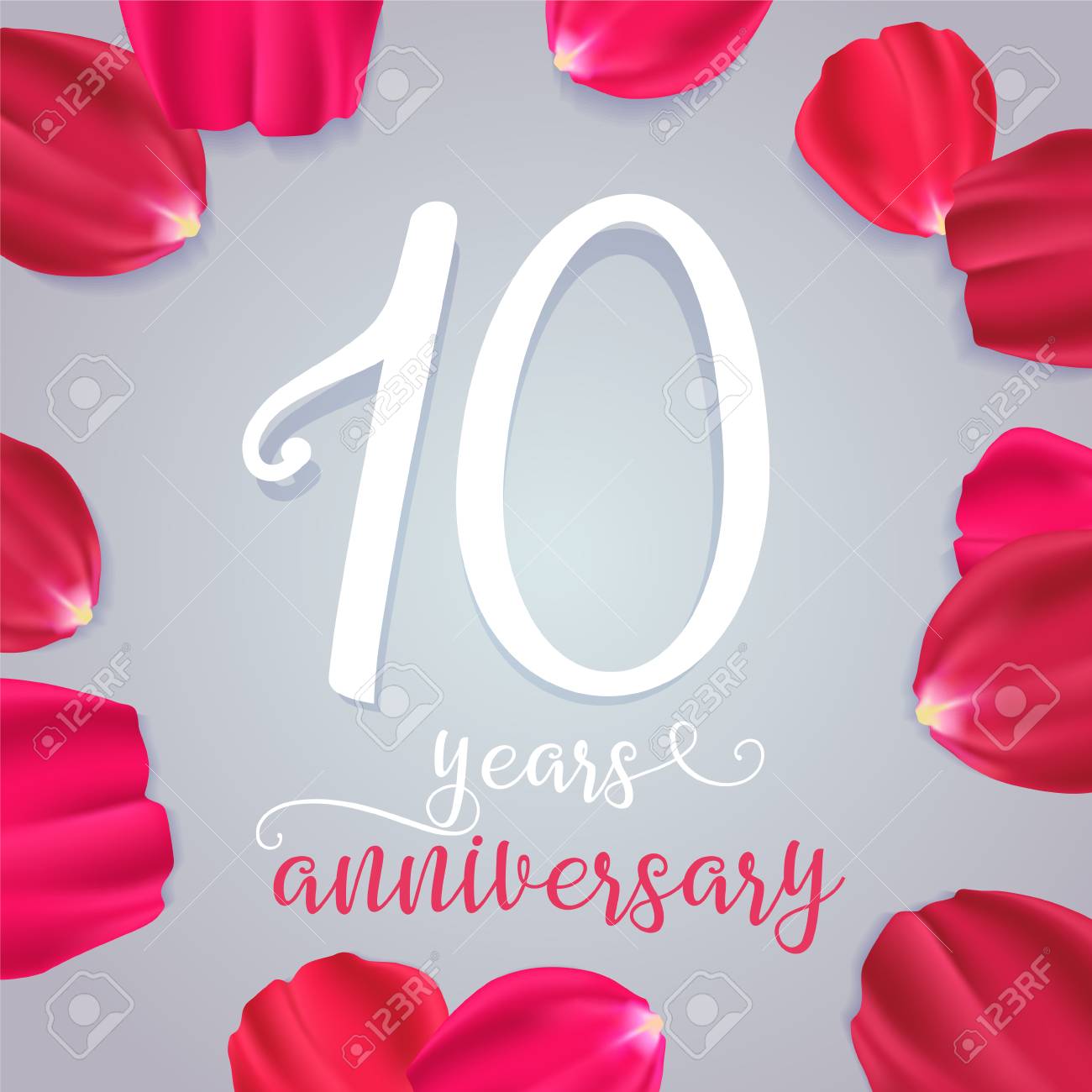 10周年記念ベクトルアイコン ロゴ 10歳の誕生日や結婚記念日のグリーティングカードのための数字を持つグラフィックデザイン要素のイラスト素材 ベクタ Image