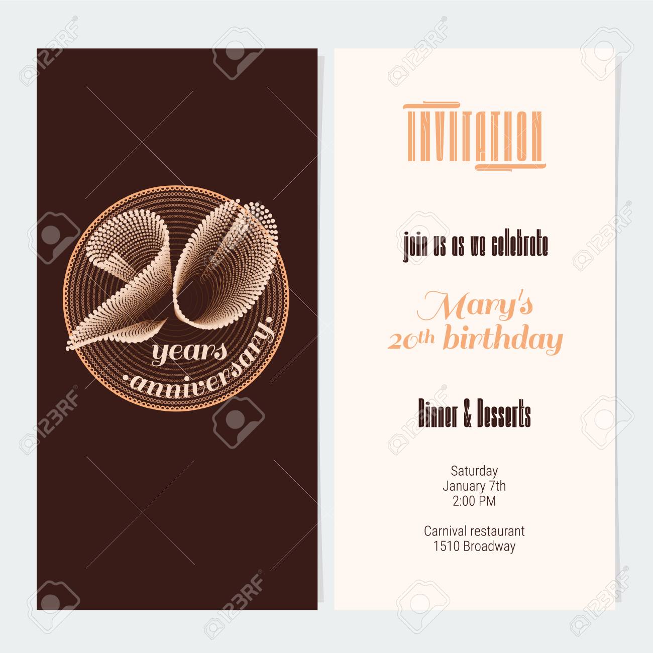 20 years anniversary invitation vector illustration graphic