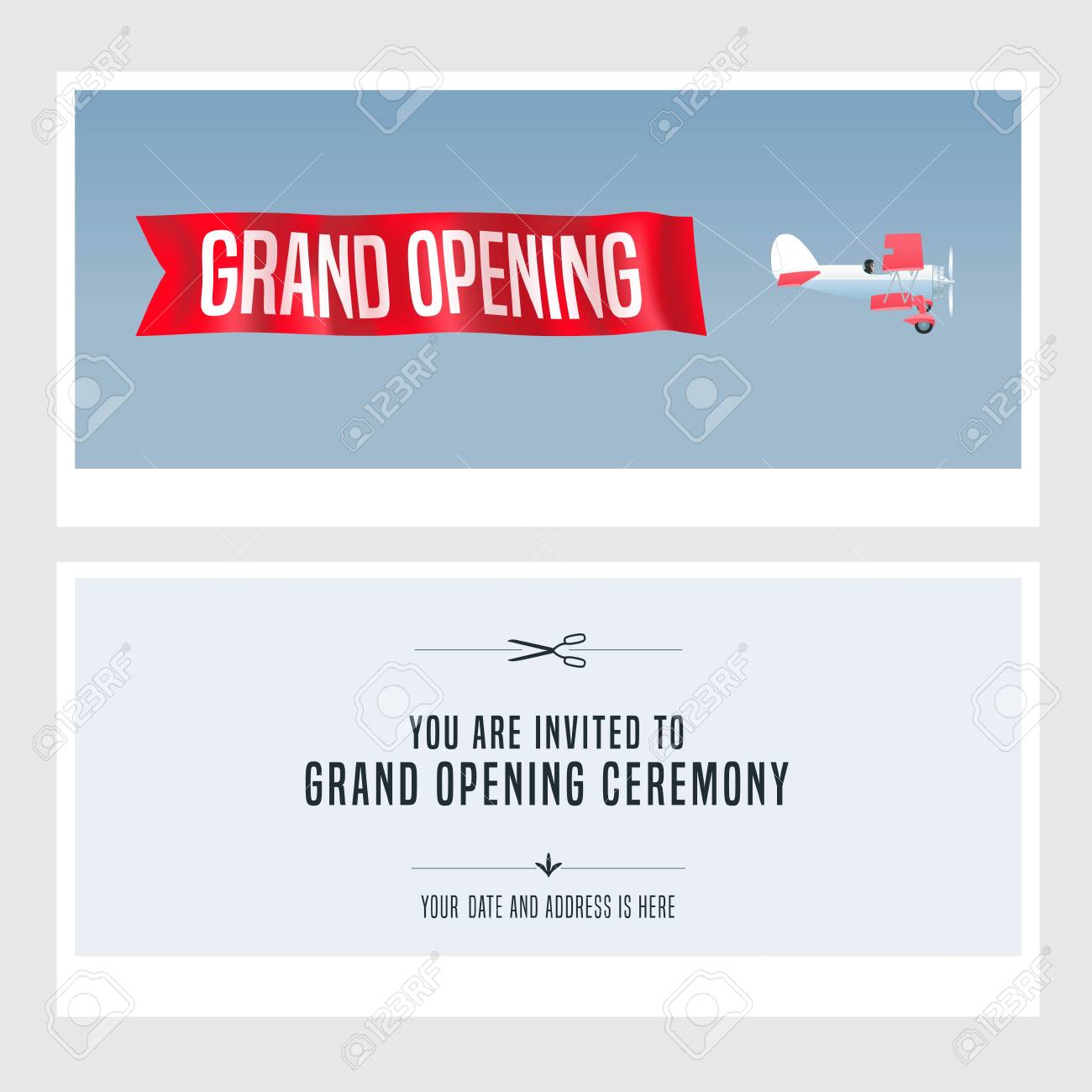 vector retro biplane design element for invitation card to grand invited card