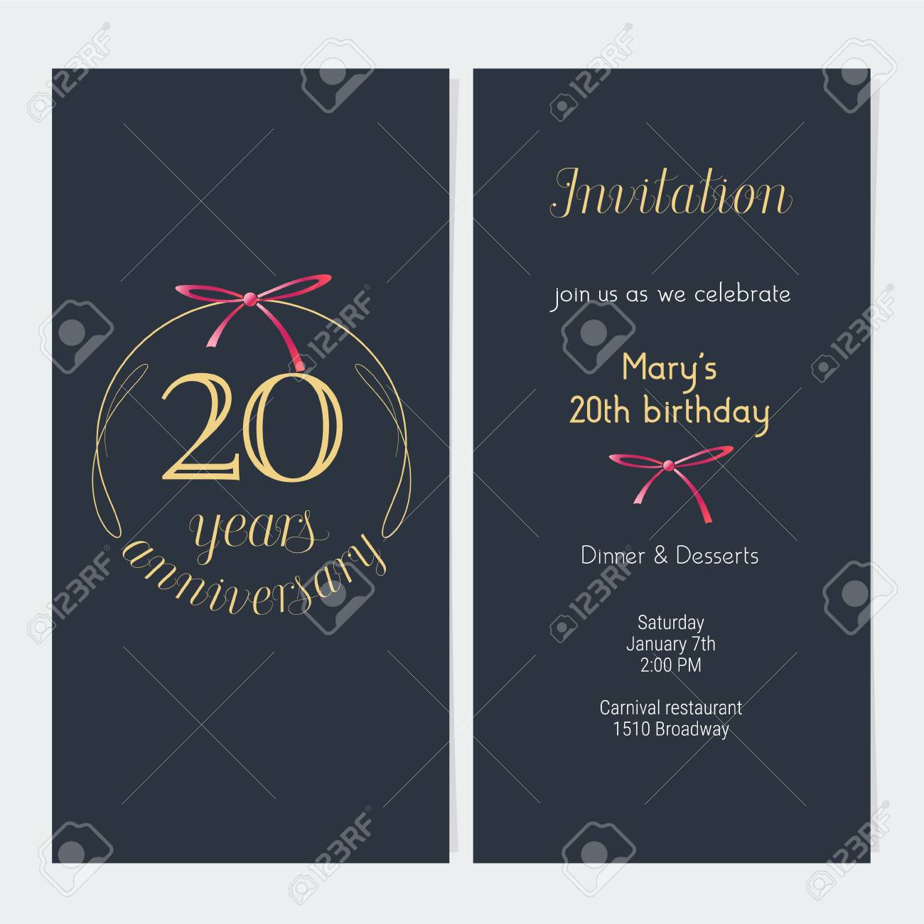 20 years anniversary invitation vector illustration graphic