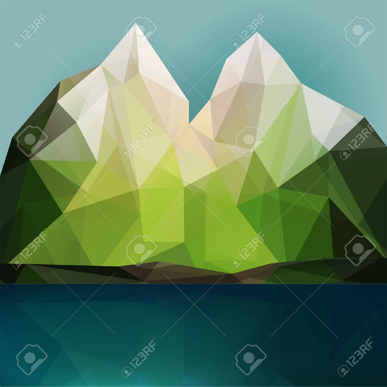 mountain and lake vector triangle polygonal geometric background