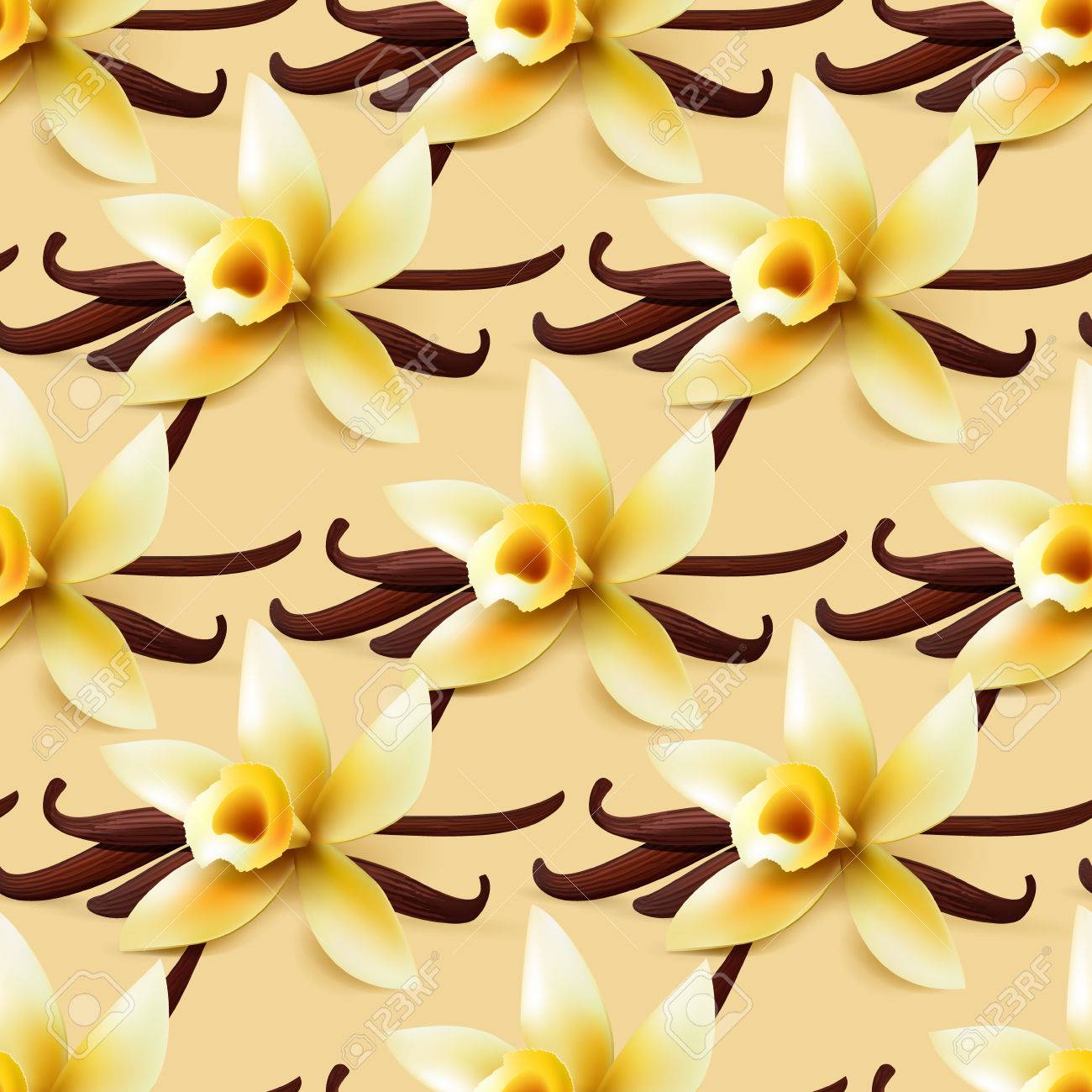 バニラの花ベクトルのシームレスの背景は 甘いパン屋や菓子店の型紙をラップ のイラスト素材 ベクタ Image