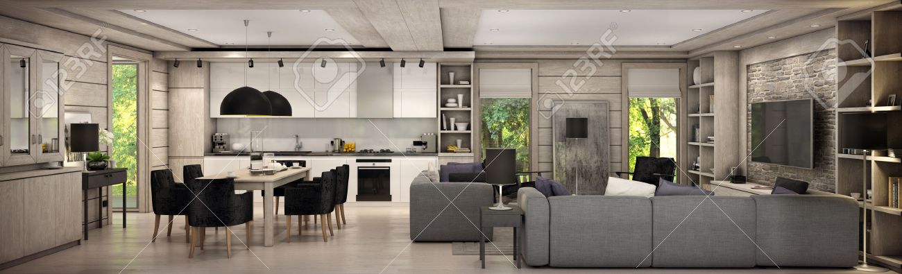 Soggiorno Cucina E Sala Da Pranzo Sono Combinati In Una Zona Di Una ... Soggiorno Cucina E Sala Da Pranzo Sono Combinati In Una Zona Di Una ...