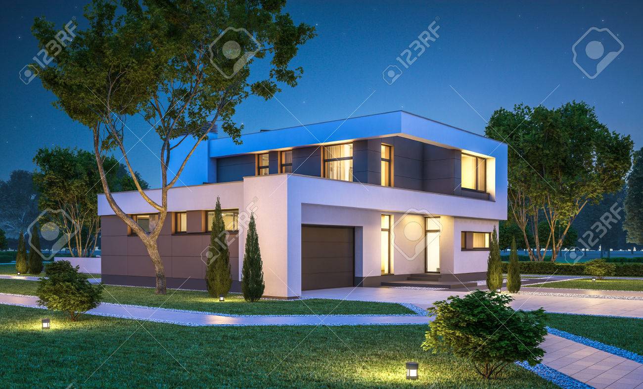 Rendu 3d De La Maison Moderne Et Confortable Avec Garage à Vendre Ou ... Rendu 3d De La Maison Moderne Et Confortable Avec Garage à Vendre Ou ...