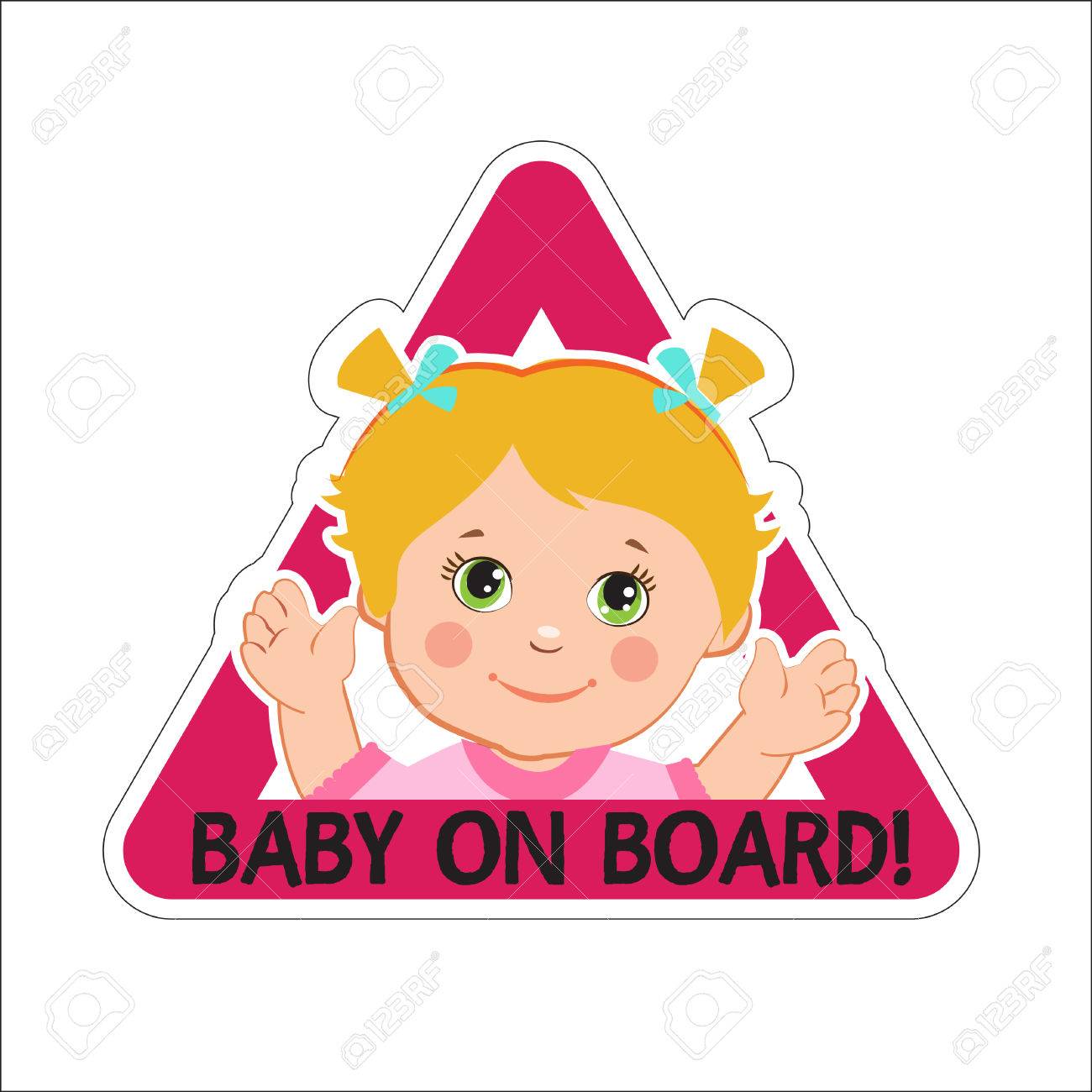Fille Baby On Board Vector Illustration Bebe A Bord Baby On Board Sign Signe De Voiture Girl On Sticker Board Baby On Board Sticker Panneau D Avertissement Bebe A Bord Decal Bebe Aimant
