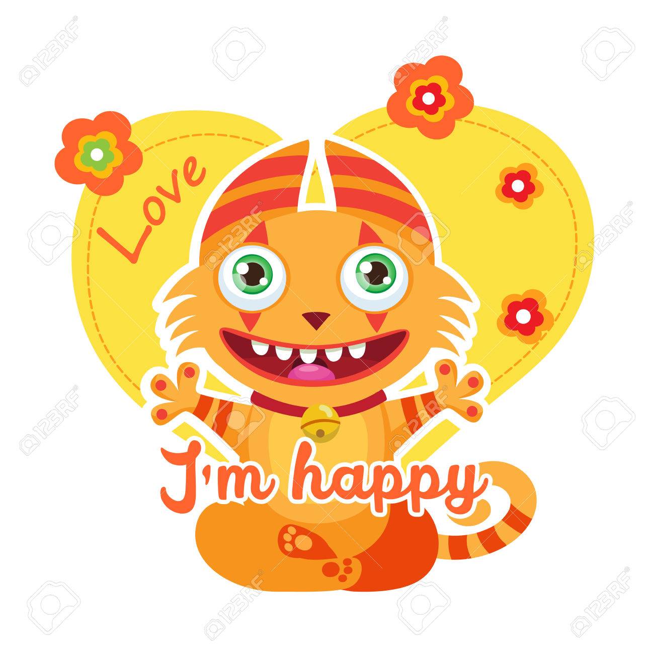 Cute Happy Kitty Colorful Vector Illustration Lucky Cartoon Royalty Free Cliparts Vectors And Stock Illustration Image 60719846