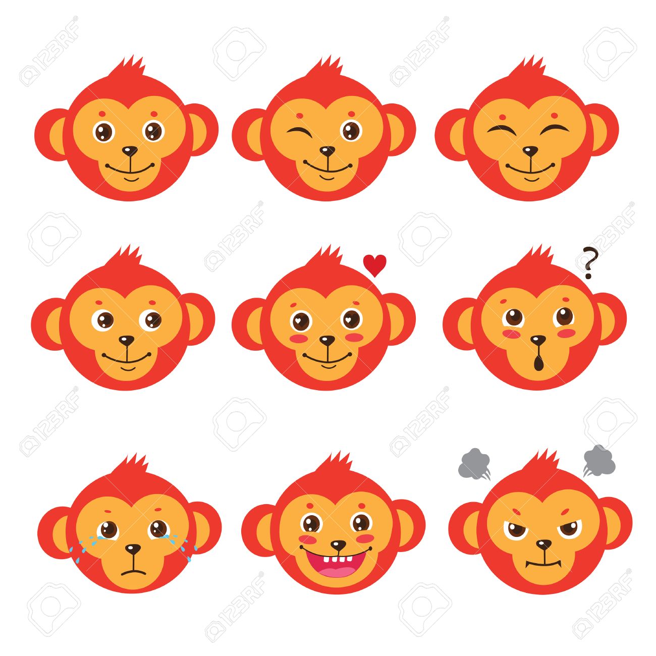 猿感情面 漫画かわいいサル ベクトルを設定します かわいい漫画の動物のベクトル ファンキーな猿 ベクトル動物イラスト かわいい モンキーの画像 ユーモアと友情画像 マーモセットの感情 のイラスト素材 ベクタ Image