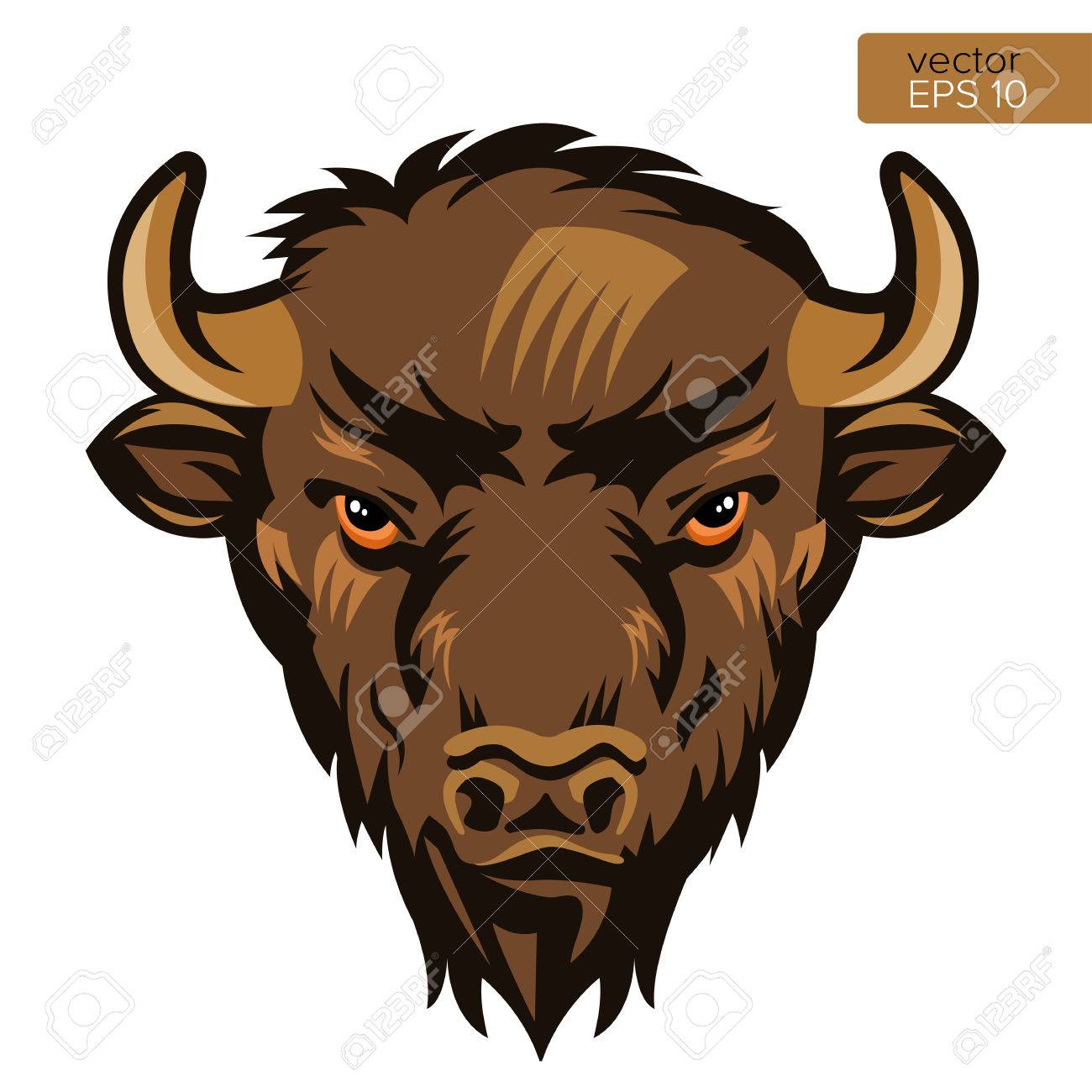 american bison bull mascot head vector illustration buffalo