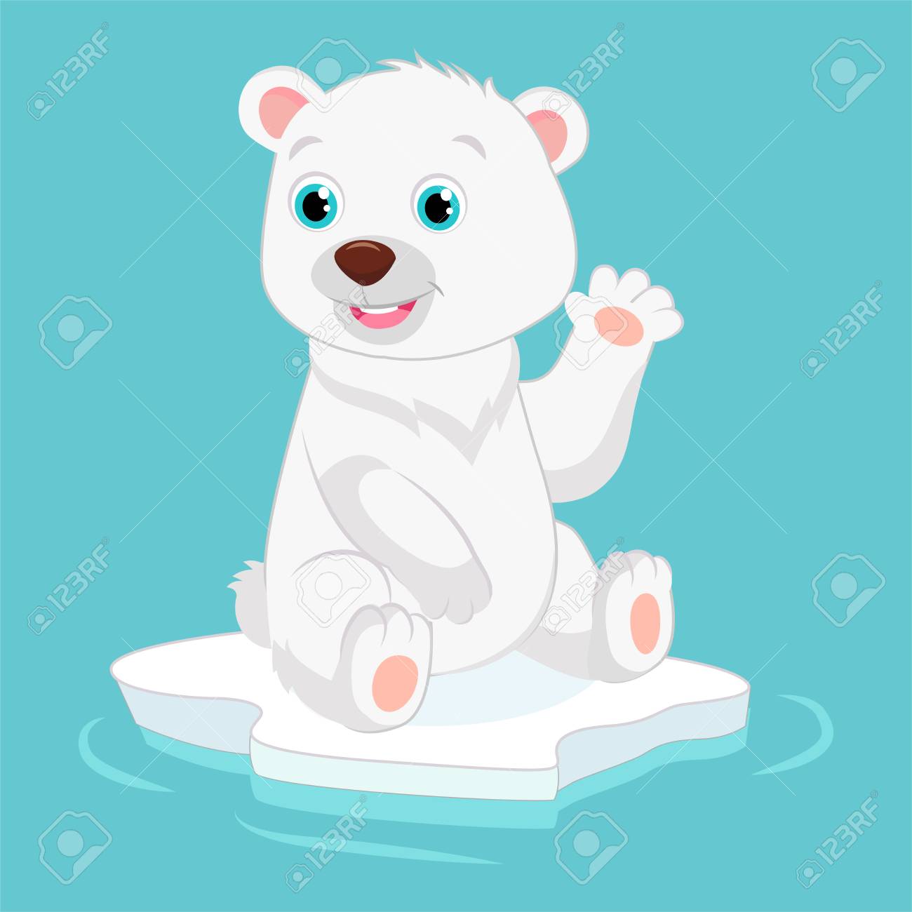 Illustration De Vecteur Mignon Mignon Petit Ours Polaire Ours Polaire En Agitant La Main Caractere De Vecteur De Dessin Anime Clip Art Libres De Droits Vecteurs Et Illustration Image
