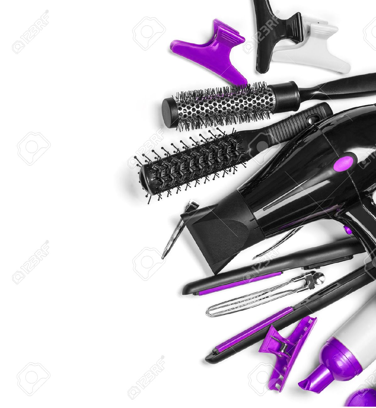 hairdressing tools on whiter