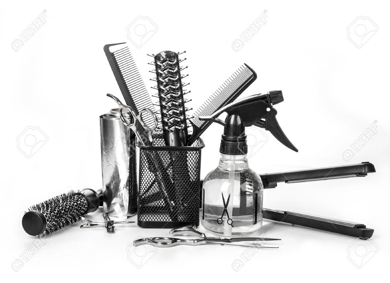 Outils De Coiffeur Professionnel Isole Sur Blanc Banque D Images Et Photos Libres De Droits Image 31271840