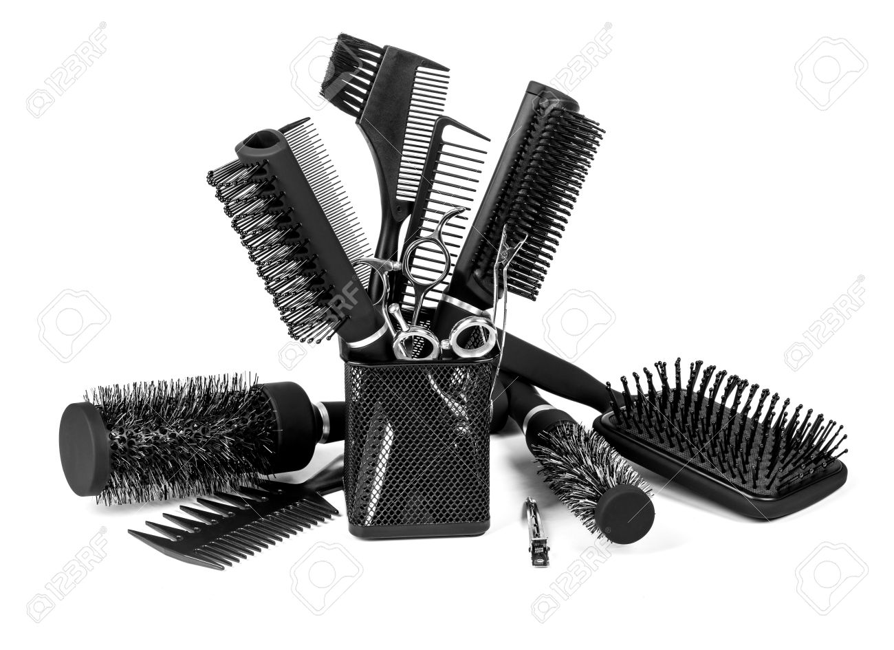 hairdressing tools on white