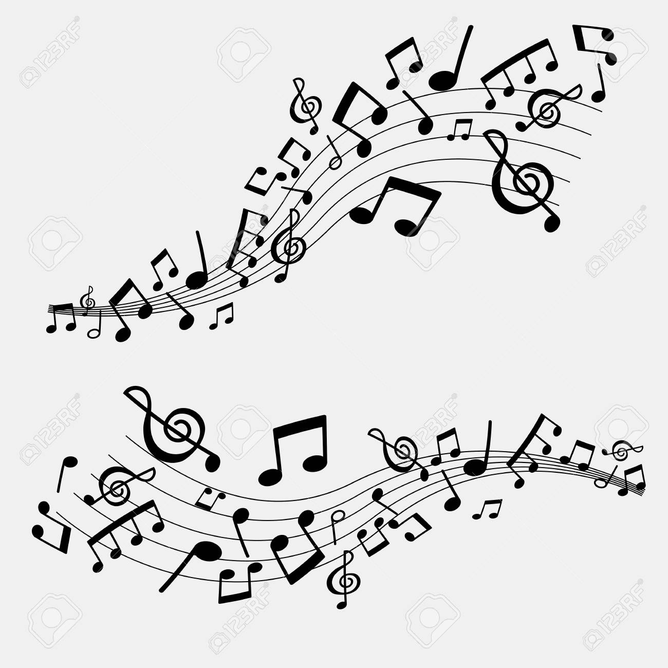 Vector Illustration Of Musical Notes, Black And White Color Royalty Free  SVG, Cliparts, Vectors, and Stock Illustration. Image 99639382., image size:1300x1300