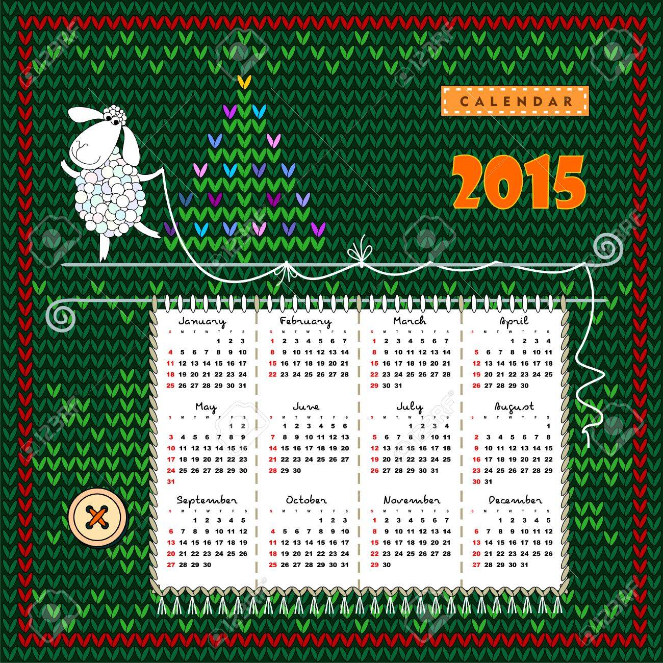 calendar 2015 with english names of months and sunday first day one year calendar 2015
