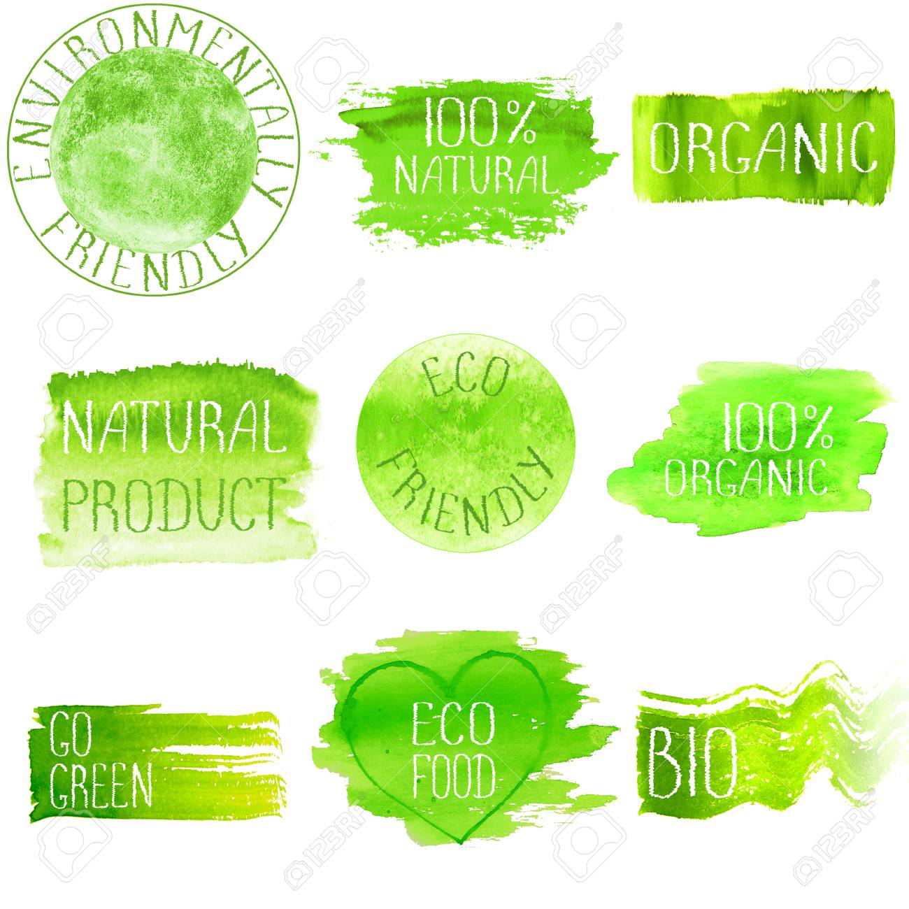 green watercolor logo design