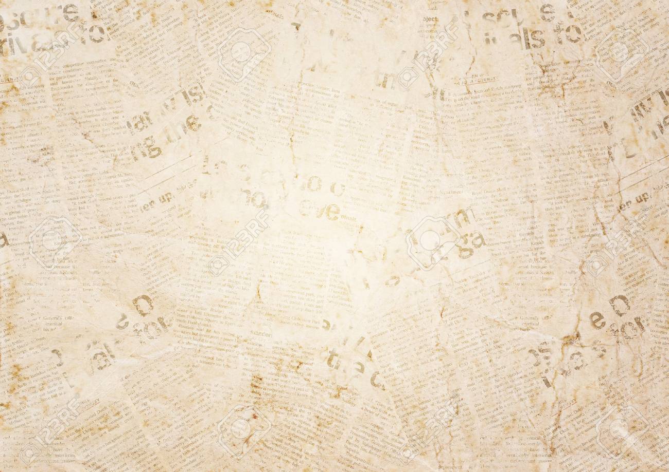 Old Grunge Newspaper Paper Texture Background. Blurred Vintage Newspaper  Background. Aged Blur Paper Textured Page With Place For Text Or Image.  Sepia Collage News Paper Background. Stock Photo, Picture and Royalty Free