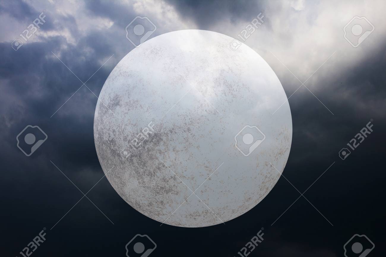 halloween background with full moon on dark spooky night cloudy sky