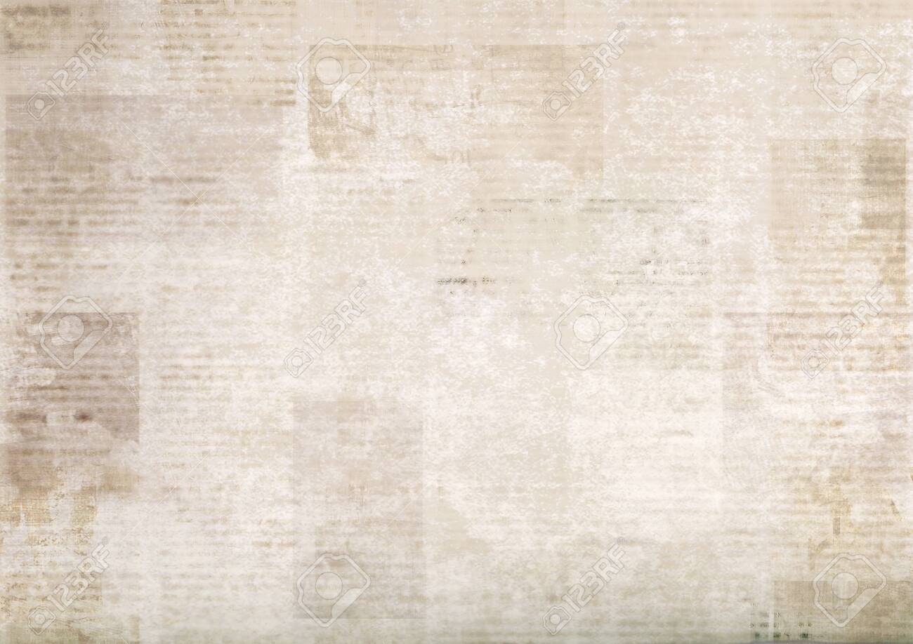 Vintage Grunge Newspapers Paper Background. Blurred Old Newspaper Texture.  A Blur Unreadable Aged News Paper Page With Place For Text. Gray Brown  Beige Collage. Stock Photo, Picture and Royalty Free Image. Image, image size:1300x918