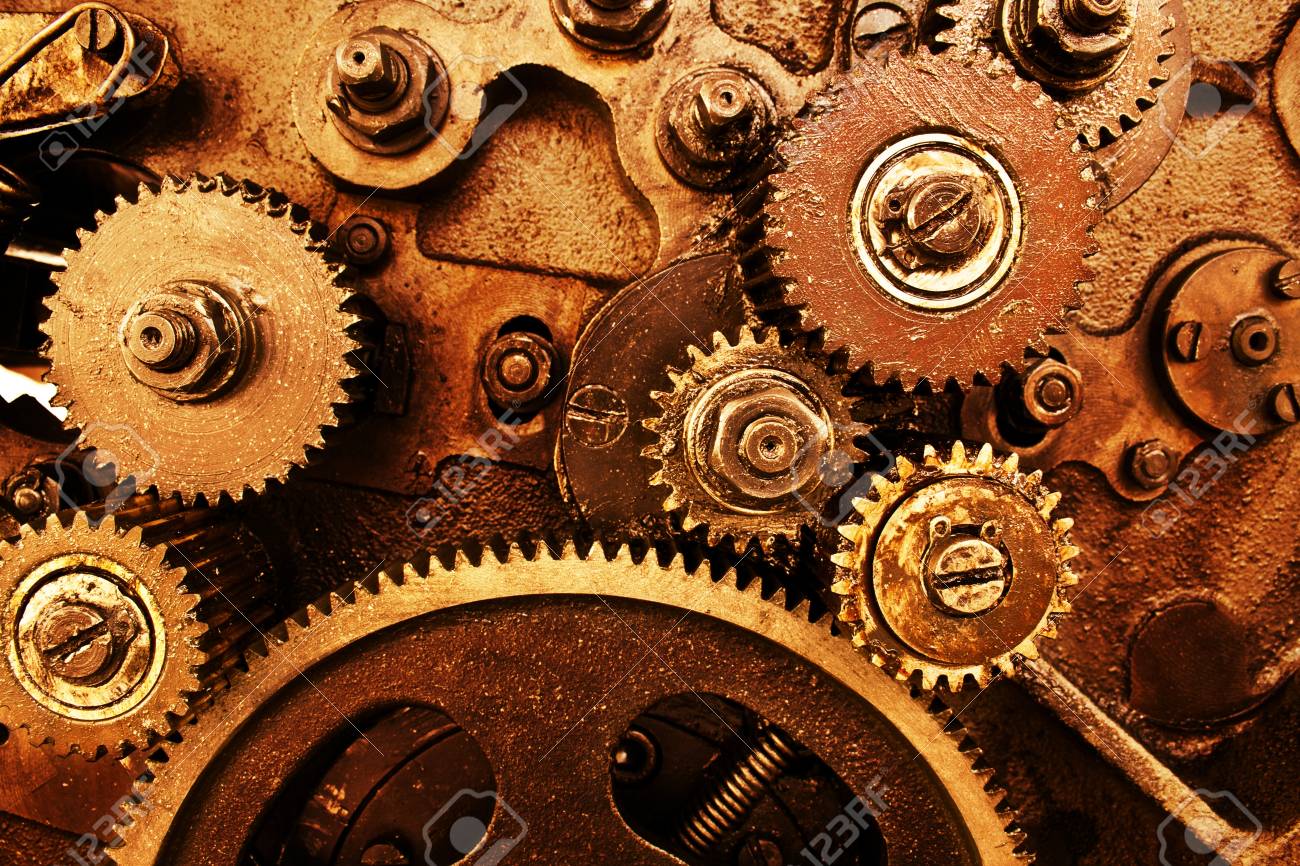 古い機構からギアのクローズ アップ表示 の写真素材 画像素材 Image