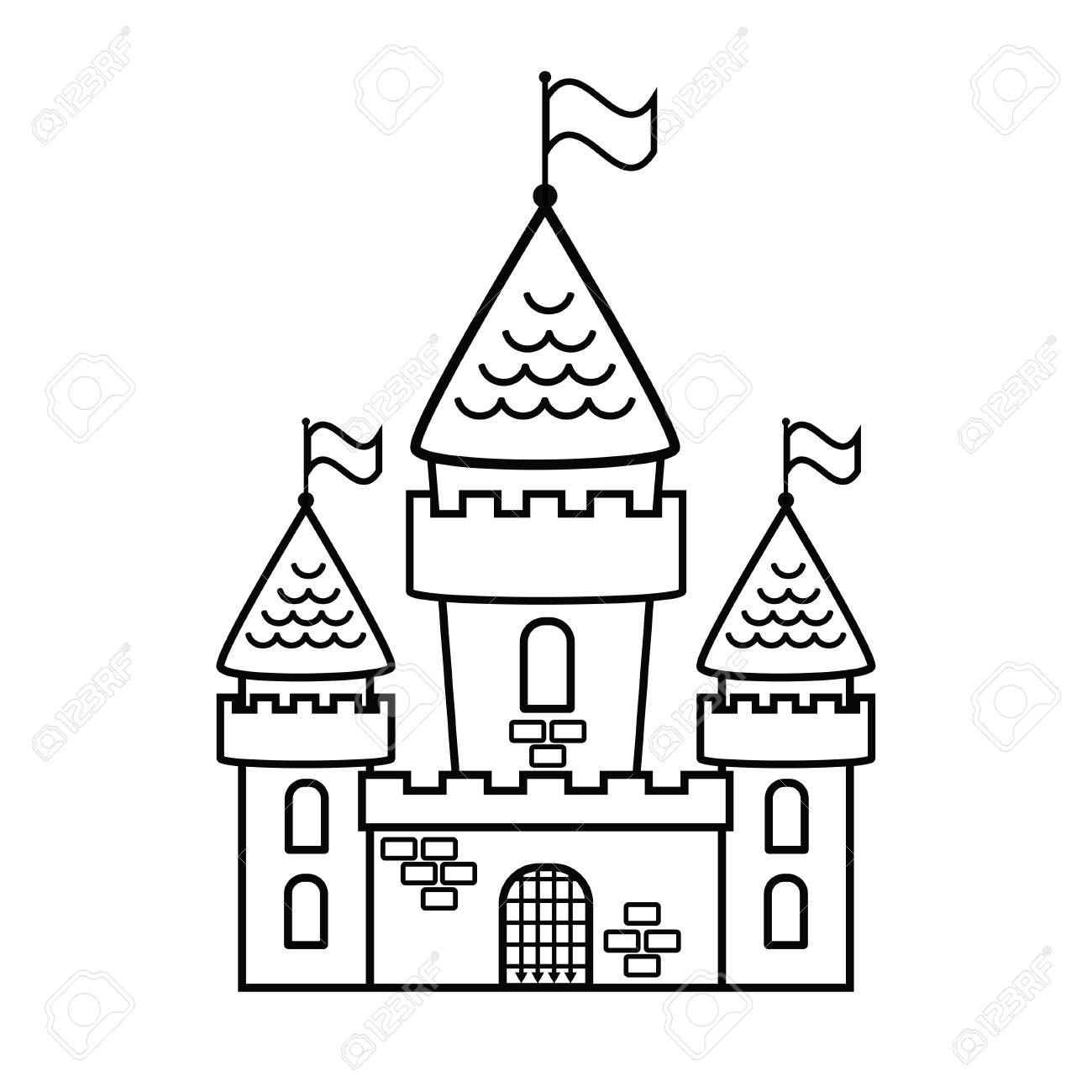 Download Fairy Tale Cartoon Castle Coloring Page Vector Illustration Royalty Free Cliparts Vectors And Stock Illustration Image 116734176